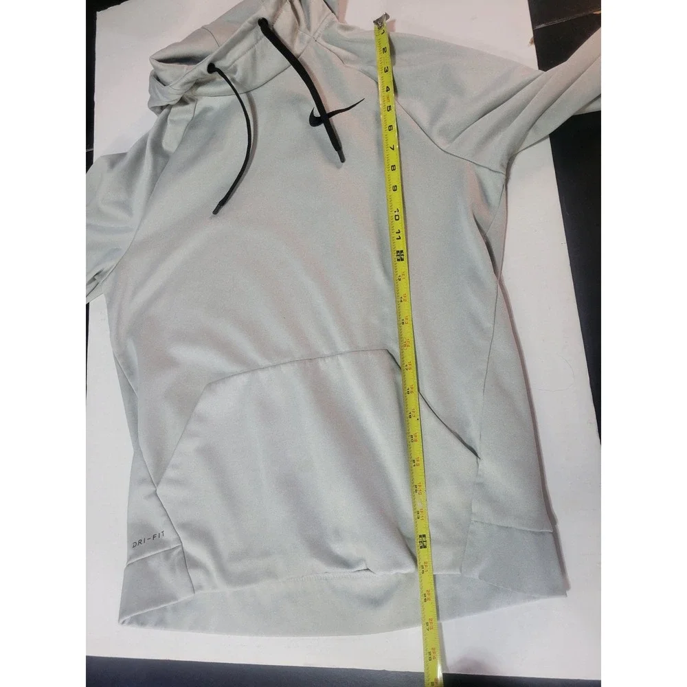 Nike Mens Dri-FIT Pullover Hoodie Grey Black Swoosh Training‎ Sweatshirt Medium